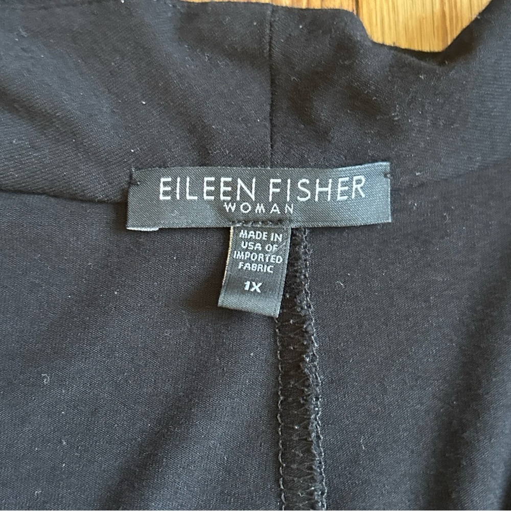 Eileen Fisher Women Maxi Shift Dress Black Tencel Stretch Short Sleeve 1X V neck - Picture 3 of 8